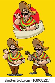 cartoon of mexican character set