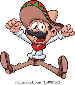 Cartoon Mexican cowboy. Vector clip art illustration with simple gradients. All in a single layer. 