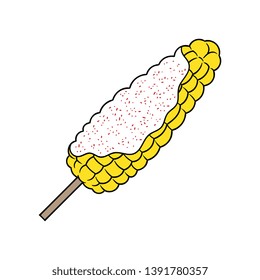 Cartoon Mexican Grilled Corn Vector Illustration