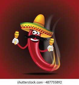 Cartoon Mexican Jalapeno. EPS 10 vector.