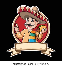 Cartoon mexican man mascot giving thumb up