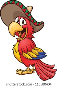 Cartoon Mexican parrot. Vector clip art illustration with simple gradients. All in a single layer.