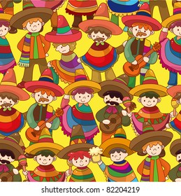 cartoon Mexican people seamless pattern,vector