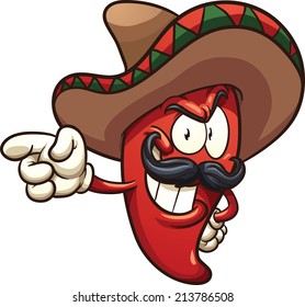 Cartoon Mexican pepper. Vector clip art illustration with simple gradients. All in a single layer.