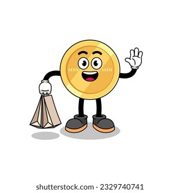 Cartoon of mexican peso shopping , character design