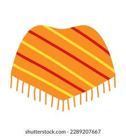 Cartoon Mexican poncho or serape, traditional clothes of Mexico, doodle style vector