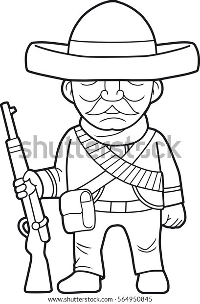 Cartoon Mexican Soldier Rifle His Hand Stock Vector (Royalty Free ...