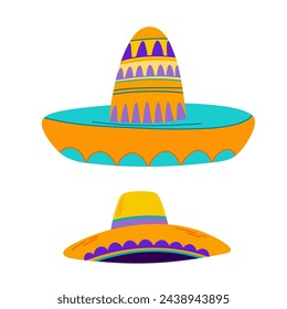 Cartoon Mexican sombrero. Mexican hat fiesta party