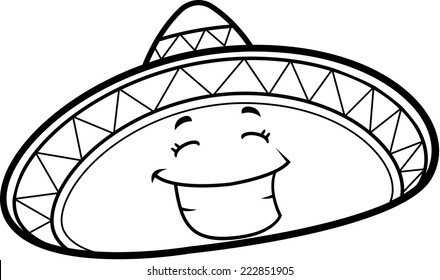 A cartoon Mexican sombrero smiling and happy.