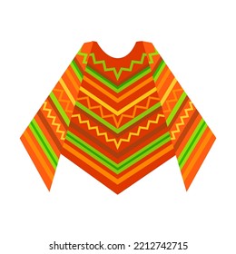 Cartoon Mexican traditional symbol. Flat vector illustration. Colorful poncho. Culture, travel, Mexica concept