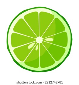 Cartoon Mexican traditional symbol. Flat vector illustration. Colorful lime wedge. Culture, travel, Mexica concept