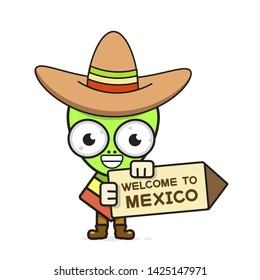 Cartoon Mexican Vector Illustration For Dia De Los Muertos . Cute Male Skull With Mustache And Sombrero Hat.