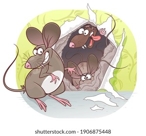 Cartoon mice pest vector illustration. Cartoon pest mouse series.