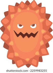 Cartoon microbe. Evil disease monster with grin smile