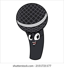 Cartoon Microphone Character Vector Illustration