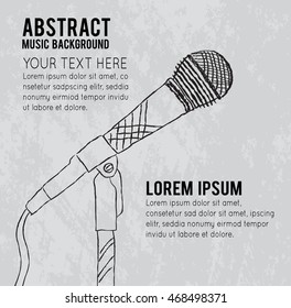 Cartoon microphone on gray background, vector illustration