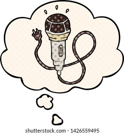 cartoon microphone with thought bubble in comic book style