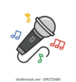 Cartoon microphone, Vector, Illustration, Icon.