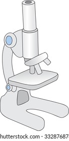 Cartoon microscope. Educational vector illustration for kids about science