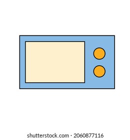 cartoon microwave blue white background