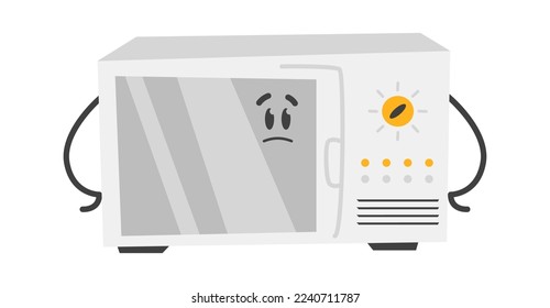 Cartoon microwave oven flat icon Household appliance Kitchen utensil. Vector illustration