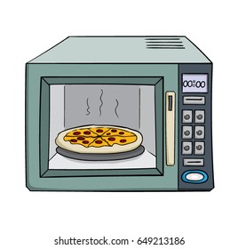 Cartoon Microwave With A Pizza Inside