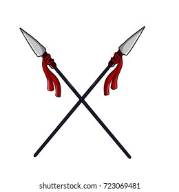 cartoon middle ages weapons crossed spear