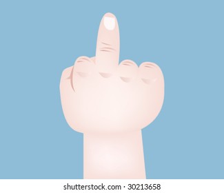 Cartoon Middle Finger - Vector Illustration