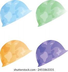 Cartoon Military Helmet in Different Color Variations. Vector illustration.