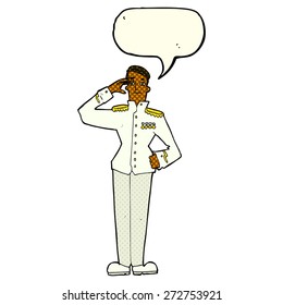 cartoon military man in dress uniform with speech bubble