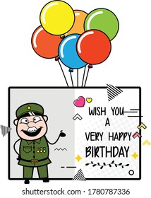 Cartoon Military Man Happy Birthday Wishes