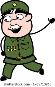 Cartoon Military Man saying Hello
