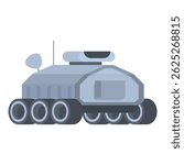 Cartoon military tank illustration with vector graphic design for kids' toy icon isolated on white background