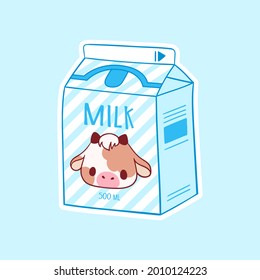 Cartoon milk. Asian product. Hand drawn colored trendy vector illustration. Kawaii anime design. Cartoon style