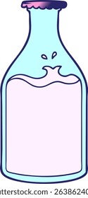 cartoon milk bottle in bright neon colors