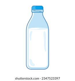 Cartoon Milk Bottle Isolated on White Background