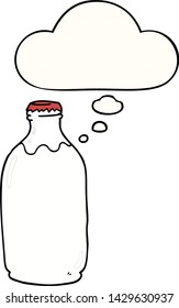 cartoon milk bottle with thought bubble