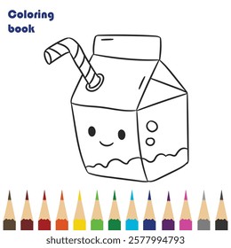 cartoon milk coloring book design illustration 