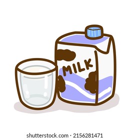 Cartoon milk on white background.