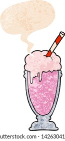 batido de caricatura con burbuja de habla en un estilo retro angustiado y texturado