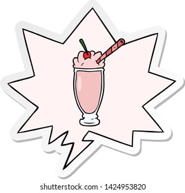 cartoon milkshake with speech bubble sticker