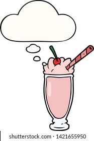 Cartoon Milkshake mit Gedankenblase
