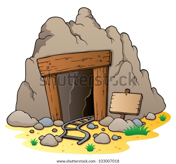 Cartoon Mine Entrance Vector Illustration Stock Vector (Royalty Free ...