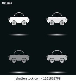 Cartoon mini car flat grayscale vector icon.