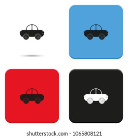 Cartoon mini car flat vector icon.