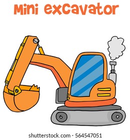 Cartoon mini excavator vector art collection stock