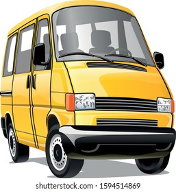 Cartoon minibus isolated on a white background. Vector illustration