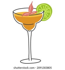 Cartoon minimal cocktail glass, celebration event drink , alcohol bar vector illustration