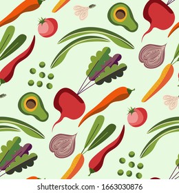Cartoon minimalism style colorful vegetables pattern