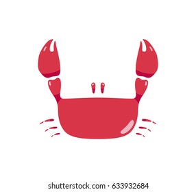 Cartoon minimalistic crab illustration. Logo in flat design isolated on white background.